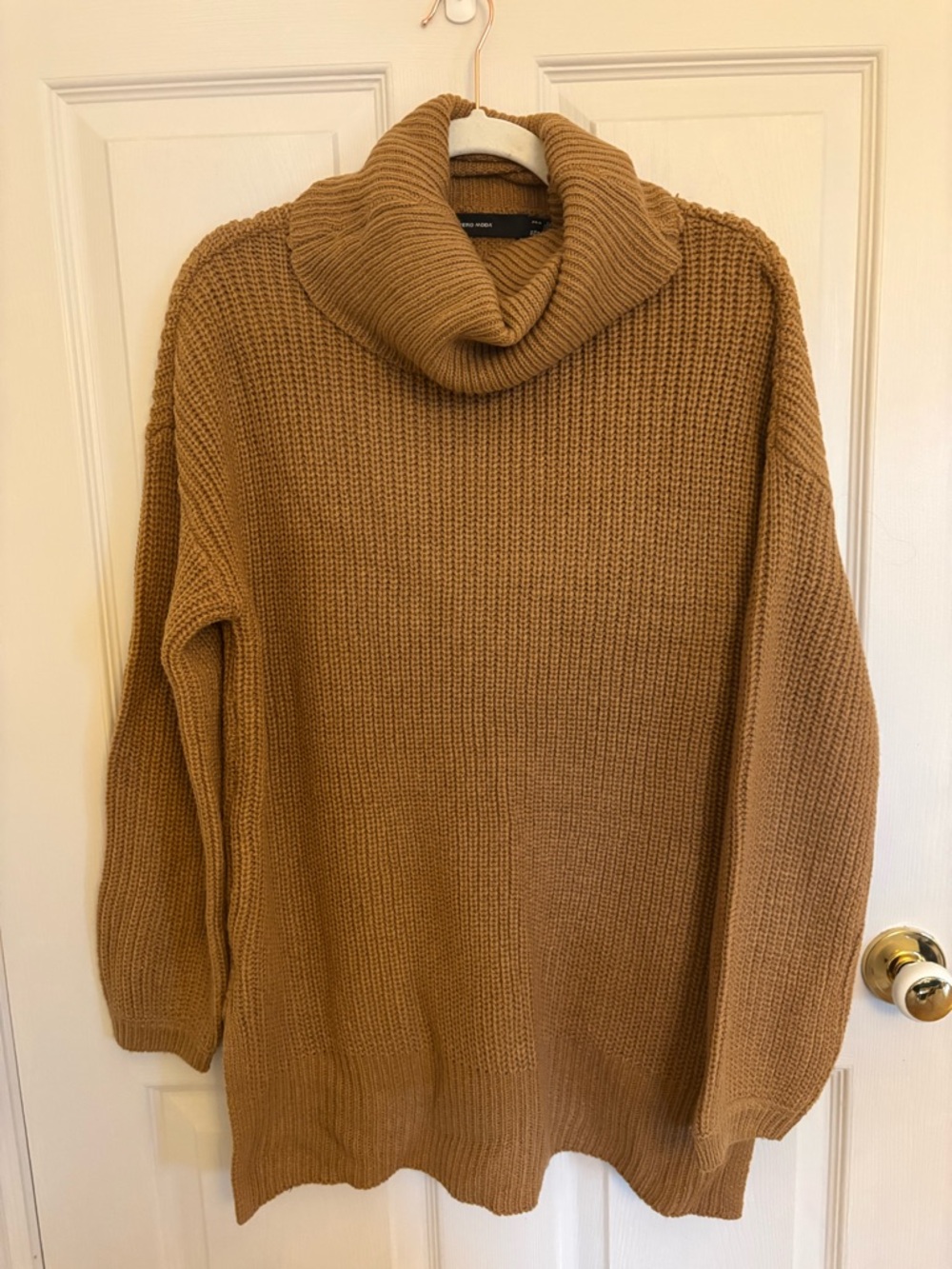 Vero Moda Camel Brown Chunky Knit Cowl Neck Sweater